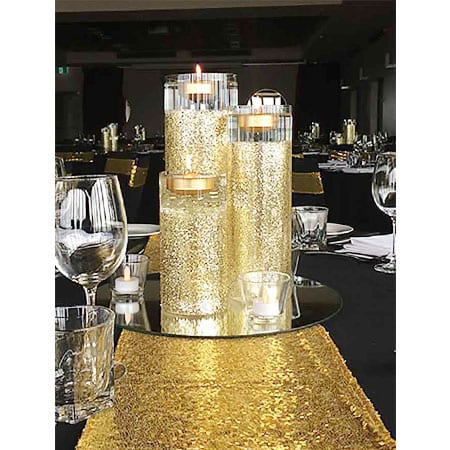Gold Glitter centrepiece hq for hire