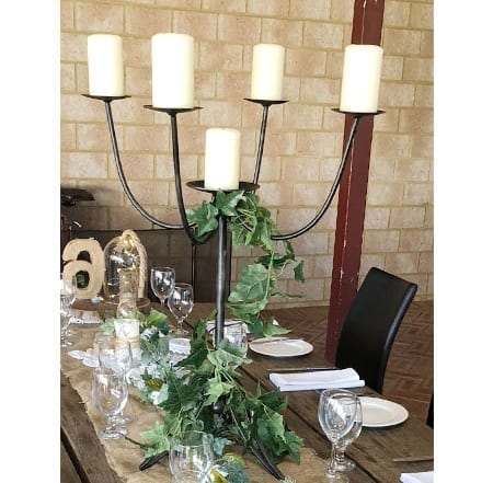 Rustic Candelabra centrepiece hq for hire