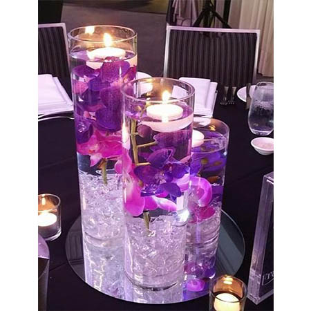 submerged flower centrepieces for hire