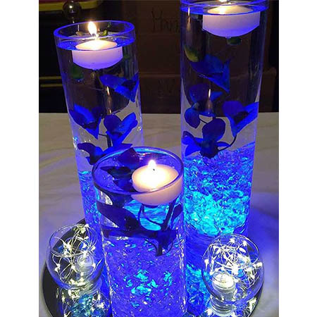 submerged galaxy orchid flower centrepieces for hire